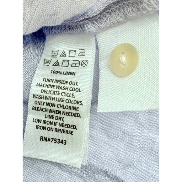 Tahari Light Blue Linen Relaxed Button Down Shirt Coastal Grandma Aesthetic XL - Picture 13 of 15